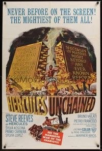 4r404 HERCULES UNCHAINED 1sh '60 Ercole e la regina di Lidia, world's mightiest man Steve Reeves!