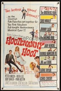 4r421 HOOTENANNY HOOT 1sh '63 Johnny Cash and a ton of top country music stars!