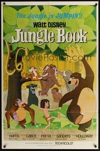 4r495 JUNGLE BOOK 1sh '67 Walt Disney cartoon classic, great image of all characters!