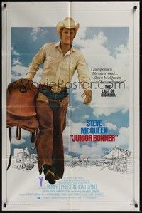 4r498 JUNIOR BONNER int'l 1sh '72 full-length rodeo cowboy Steve McQueen carrying saddle!