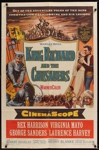 4r515 KING RICHARD & THE CRUSADERS 1sh '54 Rex Harrison, Virginia Mayo, George Sanders