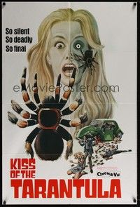 4r516 KISS OF THE TARANTULA 1sh '75 wild horror art of big hairy spiders attacking people!