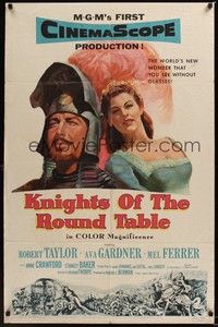 4r521 KNIGHTS OF THE ROUND TABLE 1sh '54 Robert Taylor as Lancelot, sexy Ava Gardner as Guinevere!