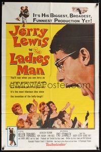 4r525 LADIES' MAN 1sh '61 girl-shy upstairs-man-of-all-work Jerry Lewis screwball comedy!