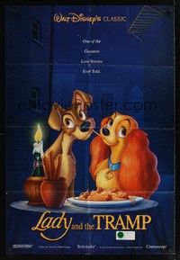 4r527 LADY & THE TRAMP int'l DS 1sh R97 Walt Disney romantic canine dog classic cartoon!