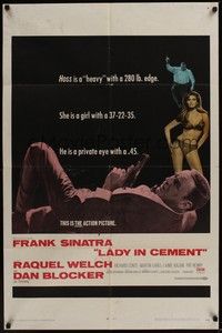 4r528 LADY IN CEMENT 1sh '68 Frank Sinatra with a .45 & sexy Raquel Welch with a 37-22-35!