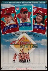 4r546 LEAGUE OF THEIR OWN advance DS 1sh '92 Tom Hanks, Madonna, women's baseball!