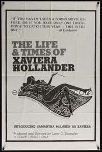 4r558 LIFE & TIMES OF XAVIERA HOLLANDER 1sh '74 sexy art of smoking naked Samantha McLaren!