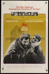 4r564 LION IN WINTER style A 1sh '68 Katharine Hepburn, Peter O'Toole as Henry II!