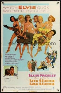 4r569 LIVE A LITTLE, LOVE A LITTLE 1sh '68 art of Elvis Presley & lots of sexy beach babes!