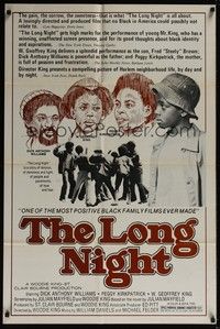 4r577 LONG NIGHT 1sh '76 Woodie King Jr., cool artwork of cast!
