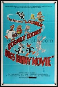 4r579 LOONEY, LOONEY, LOONEY, BUGS BUNNY MOVIE 1sh '81 cool art of classic cartoon characters!