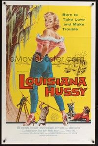 4r585 LOUISIANA HUSSY 1sh '59 art of sexy bad girl, she was the kind who moved right in!