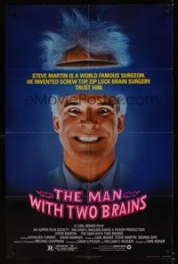 4r617 MAN WITH TWO BRAINS 1sh '83 wacky world famous surgeon Steve Martin performs brain surgery!