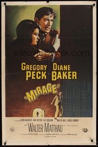 4r654 MIRAGE 1sh '65 is the key to Gregory Peck's secret in his mind, or in Diane Baker's arms?