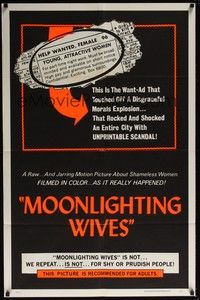 4r663 MOONLIGHTING WIVES 1sh '66 Joseph Sarno want-ad sex, not for shy or prudish people!