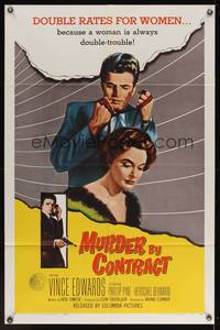 4r677 MURDER BY CONTRACT 1sh '59 Vince Edwards prepares to strangle woman with necktie!