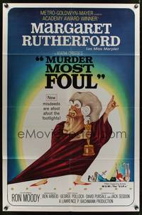 4r680 MURDER MOST FOUL 1sh '64 art of Margaret Rutherford, written by Agatha Christie!