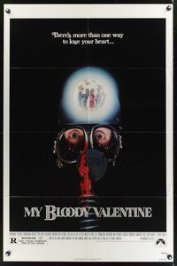 4r687 MY BLOODY VALENTINE 1sh '81 bloody gas mask, there's more than one way to lose your heart!