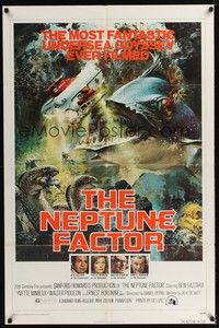 4r703 NEPTUNE FACTOR 1sh '73 great sci-fi art of giant fish & sea monster by John Berkey!