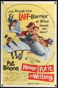 4r706 NEVER PUT IT IN WRITING 1sh '64 Pat Boone, Fidelma Murphy, break the laff-barrier!