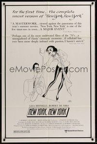 4r708 NEW YORK NEW YORK 1sh R80s Al Hirschfeld art of Robert De Niro & Liza Minnelli!
