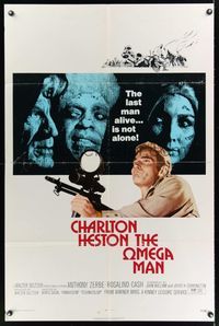 4r733 OMEGA MAN 1sh '71 Charlton Heston is the last man alive, and he's not alone!