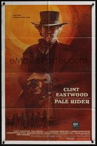 4r743 PALE RIDER int'l 1sh '85 great different art of cowboy Clint Eastwood by Grove!
