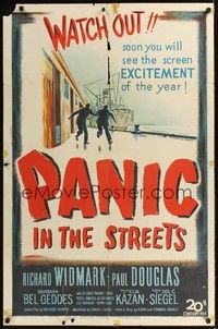 4r745 PANIC IN THE STREETS 1sh '50 Richard Widmark, Jack Palance, Elia Kazan film noir!