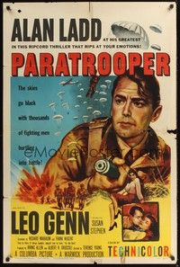 4r746 PARATROOPER 1sh '53 Alan Ladd, English Red Beret, a thousand thrills a second!
