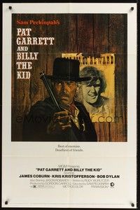 4r751 PAT GARRETT & BILLY THE KID 1sh '73 Sam Peckinpah, Bob Dylan, James Coburn, Lesset art!