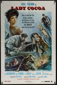 4r771 POP GOES THE WEASEL 1sh '75 Lady Cocoa, Lola Falana, cool action artwork!