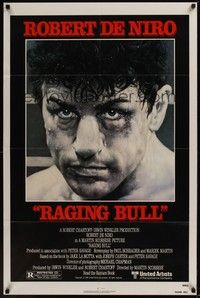 4r788 RAGING BULL 1sh '80 Martin Scorsese, classic close up boxing image of Robert De Niro!