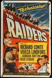 4r790 RAIDERS 1sh '52 Richard Conte & Viveca Lindfors in the last furious days of gold mine wars!
