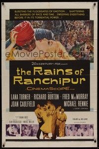 4r792 RAINS OF RANCHIPUR 1sh '55 Lana Turner, Richard Burton, rains couldn't wash their sin away!