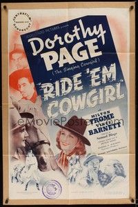 4r800 RIDE 'EM COWGIRL 1sh '39 Dorothy Page, the singing cowgirl!