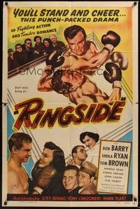 4r803 RINGSIDE 1sh '49 art of Don Red Barry fighting in boxing ring!