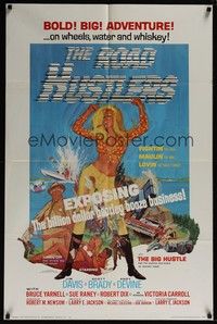4r804 ROAD HUSTLERS 1sh '68 sexy art & dynamite action with illegal whiskey, women and thrills!