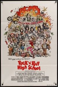 4r809 ROCK 'N' ROLL HIGH SCHOOL 1sh '79 artwork of the The Ramones by William Stout!