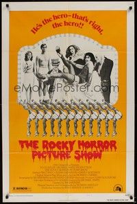 4r814 ROCKY HORROR PICTURE SHOW style B 1sh '75 wacky image of 'hero' Tim Curry & cast!
