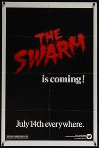 4r892 SWARM teaser 1sh '78 Irwin Allen directed, Michael Caine, Katharine Ross, killer bee attack!