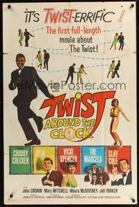 4r949 TWIST AROUND THE CLOCK 1sh '62 Chubby Checker in the first full-length Twist movie!