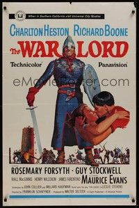 4r966 WAR LORD 1sh '65 art of Charlton Heston all decked out in armor with sword!