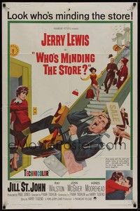 4r980 WHO'S MINDING THE STORE 1sh '63 Jerry Lewis is the unhandiest handyman, Jill St. John!
