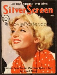 4t063 SILVER SCREEN magazine July 1935 wonderful art of Carole Lombard by Marland Stone!