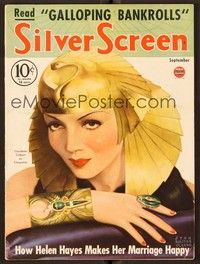 4t061 SILVER SCREEN magazine September 1934 Claudette Colbert as Cleopatra by John Rolston Clarke!