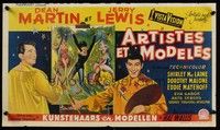 4v317 ARTISTS & MODELS Belgian '55 Dean Martin & Jerry Lewis painting sexy Shirley MacLaine!