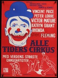 4v523 BIG CIRCUS Danish '59 cool artwork of clown & other circus performers!