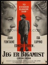 4v526 BIGAMIST Danish '55 Edmond O'Brien is wanted by Joan Fontaine & Ida Lupino!