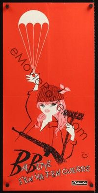 4v192 BABETTE GOES TO WAR red style French '59 great artwork of soldier Brigitte Bardot!